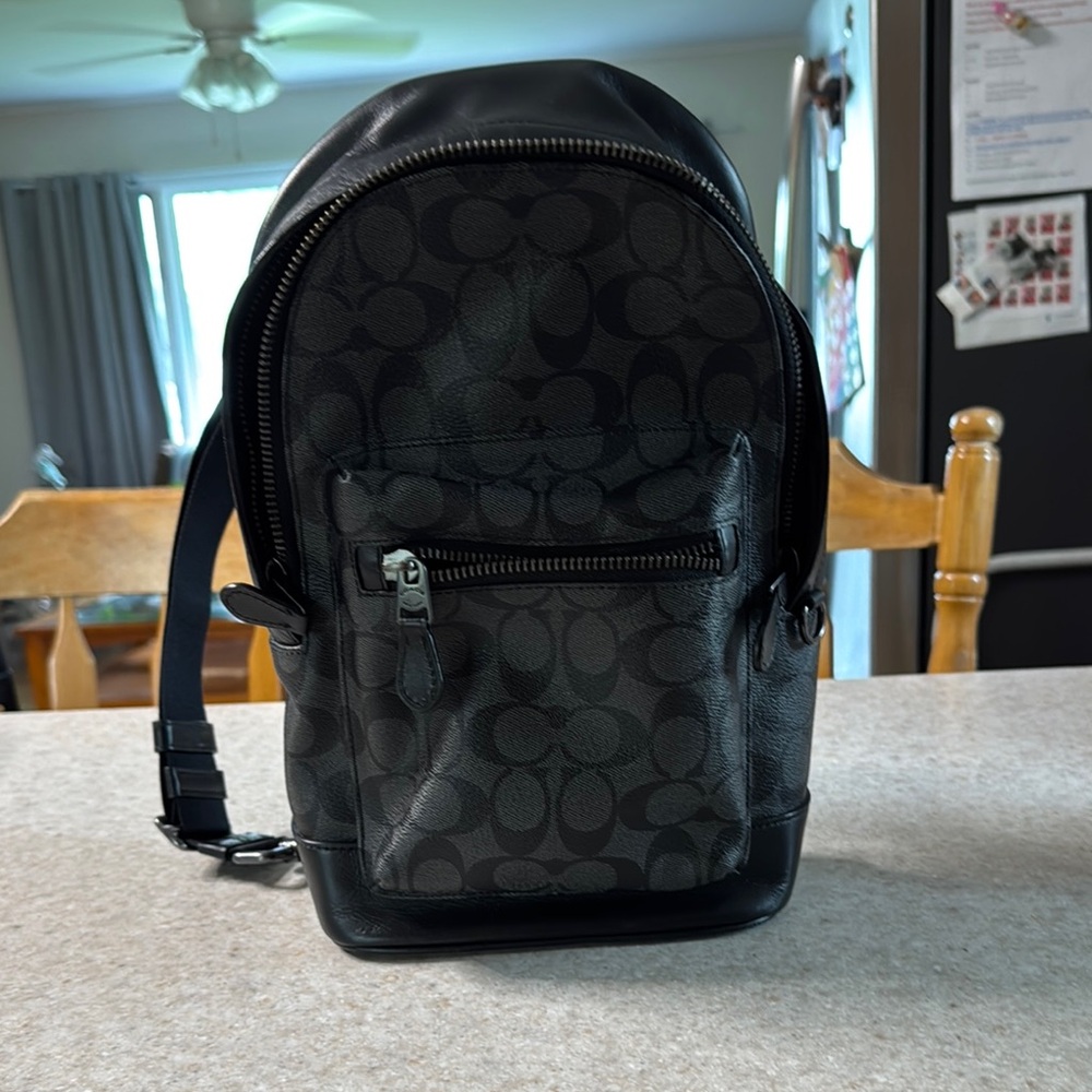 Coach Black Backpack with Textured Design